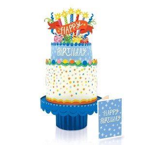 FreshCut Paper 12" Confetti Birthday Cake 3D Pop Up Greeting Card and Envelope - 1 of 4