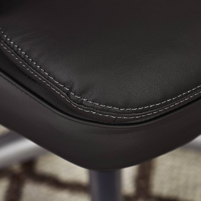 Executive Swivel Office Chair with Lumbar Support, Black Faux Leather