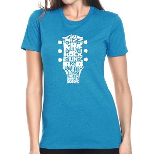 LA Pop Art Women's Premium Blend Word Art T-shirt - Guitar Head Music Genres - 1 of 4