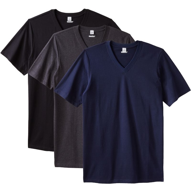 KingSize Men's Big & Tall Cotton V-Neck Undershirt 3-Pack, 1 of 2