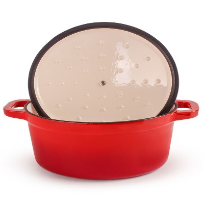 Neo Red Enameled Cast Iron Oval Dutch Oven Set, 5qt & 7qt