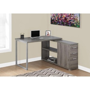PAGED Simple Modern Wooden Computer Desk, L Shaped Home Office Desk with 3 Storage Drawers, 2 Open Shelves for Office, Study - 1 of 4