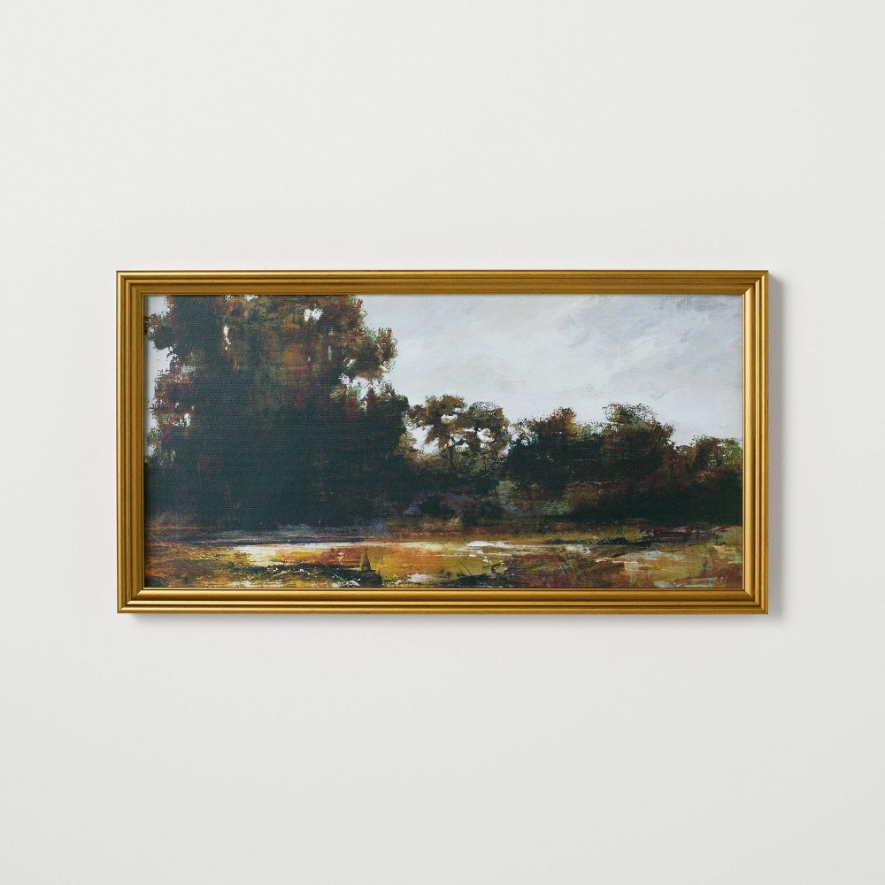 13.9" x 25.4" horizontal landscape framed canvas - threshold™ designed with studio mcgee: digital art print, polystyrene gold frame