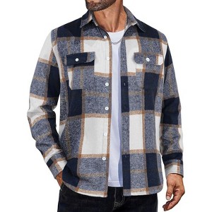 COOFANDY Mens Flannel Shirts Long Sleeve Plaid Shirt Jacket Button Down Shirt with Pockets - 1 of 4