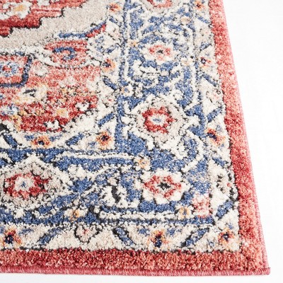 Luna 4'5" x 6'5" Blue and Rust Synthetic Area Rug