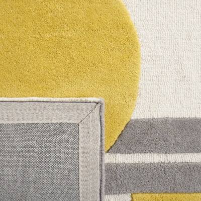 Gray and Yellow Hand-Tufted Wool Geometric Area Rug