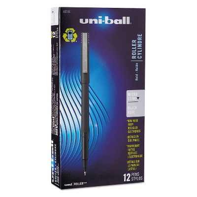 uni-ball Roller Ball Stick Dye-Based Pen Black Ink Micro Dozen 60151