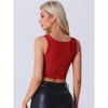 Allegra K Women's Sheer Mesh Scoop Neck Glitter Stars Sleeveless Party Crop Tank Top - 3 of 4