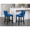 SKRAN Contemporary Velvet Upholstered Back Barstools With Solid Wood Legs And Nailhead Trim,Leisure Style Bar Chairs For Kitchen Island Counter - 2 of 4
