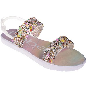 bebe Girl's Flat Sandals with Rhinestone Bow Detail and Fruit Glitter Detail - Sandals for Little Kid/Big Kid - 1 of 4