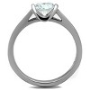 Slickblue Women's Polished Stainless Steel Ring with 6mm Round Clear CZ, Solitaire Style, Lightweight, size 5–10 - 3 of 4