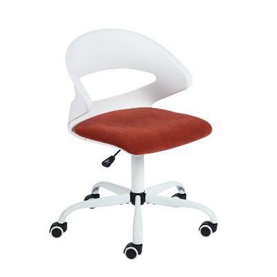 HomeRoots White and Red Adjustable Height Swivel Rolling Office Chair