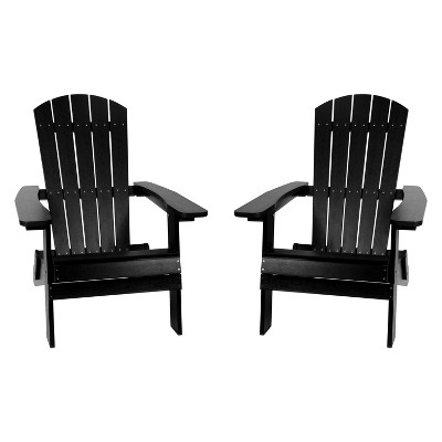Flash Furniture Set of 2 Charlestown All-Weather Poly Resin Folding Adirondack Chair
