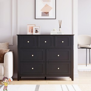 Jojoka Tall 7 Drawer Dresser, Modern Wood Storage Chest with Deep Drawers & Nickel Handles for Bedroom, Entryway, Living Room - 1 of 4
