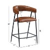 Christopher Knight Home Sara Upholstered 26" Faux Leather Iron Frame Counter Stool with Footrest, Brown - 4 of 4