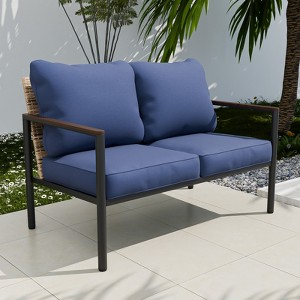 EAGLE PEAK Sunset Dune Collection Modern Outdoor Furniture Sofa, Patio Wicker Loveseat Couch with Cushions - 1 of 4