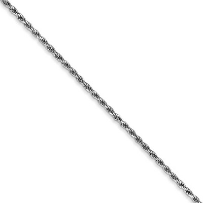 Black Bow Jewelry 1.3mm, 10k White Gold Diamond Cut Solid Rope Chain Necklace