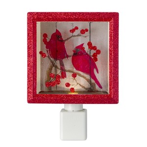 Roman 6" Red and Brown Glitter Cardinal Christmas Night Light - 1 of 4