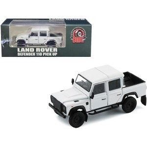 Land Rover Defender 110 Pickup Truck White with Extra Wheels 1/64 Diecast Model Car by BM Creations - 1 of 3
