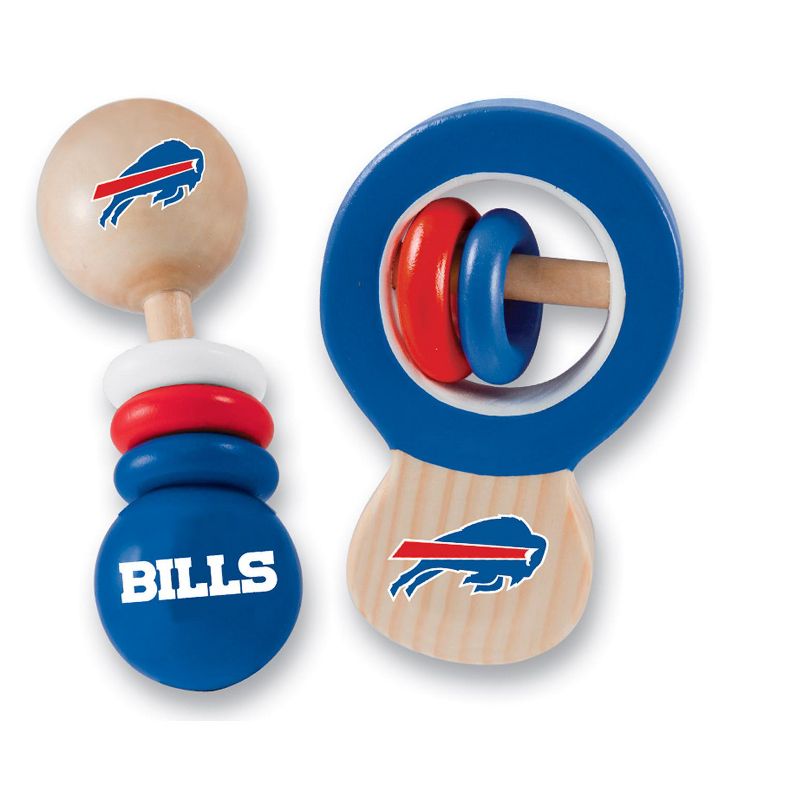 Baby Fanatic Wood Rattle 2 Pack - NFL Buffalo Bills Baby Toy Set, 2 of 5