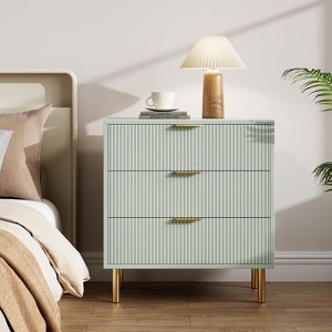 3 Drawer Dresser, Wood Chest of Drawers Organizer Storage with Gold Handle, Small Storage Cabinet - 1 of 4