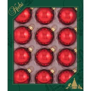Christmas By Krebs - 50mm / 2" Designer Glass Baubles [12 Pieces] - Christmas Red - 1 of 4
