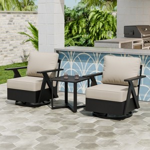 EAGLE PEAK Urban Slate 3 PCS Outdoor Bistro Set with Modern Swivel Rocking Chairs and Table - 1 of 4