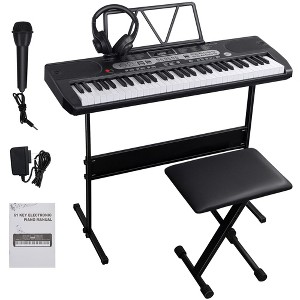 SKONYON 61 Key Electric Piano Keyboard Set Keyboard Piano for Beginners, Musical Keyboard with Music Stand, and Stool - 1 of 4