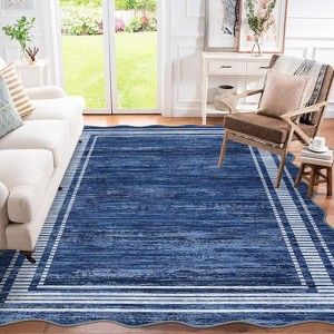 Scalloped Washable Area Rug, Soft Low-Pile Non-Slip Indoor Carpet for Living Room, Bedroom - 1 of 4
