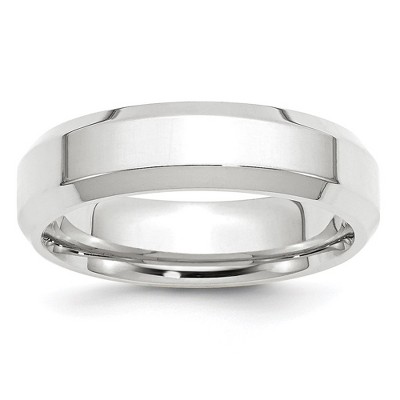 Black Bow Jewelry 6mm 10K White or Yellow Gold Beveled Edge Comfort Fit Band