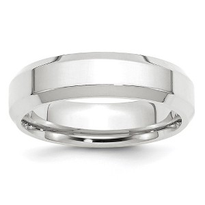 Black Bow Jewelry 6mm 14K White or Yellow Gold Beveled Edge Comfort Fit Band - 1 of 4