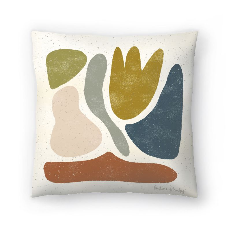 Americanflat Modern Blob Abstract Red Ochre Blue Throw Pillow By Pauline Stanley, 1 of 5