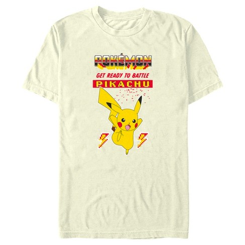 Men's Pokemon Get Ready To Battle Pikachu Retro T-shirt - Beige - Large ...