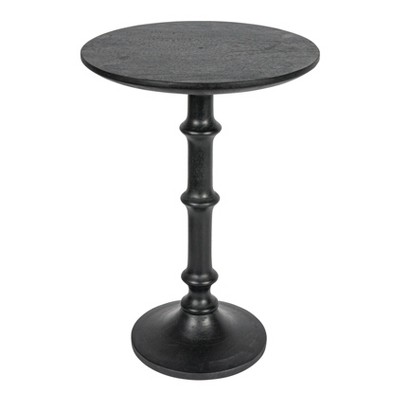 Storied Home Modern Sculptural Wood End Accent Table Matte Black: Round ...