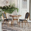 Flash Furniture Lourdes Indoor/Outdoor Commercial Bistro 31.5" Table, Black and White PE Rattan, Glass Top with 2 Stack Chairs - 4 of 4