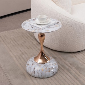 Syemin End Tables Mermaid Tail End Coffee Table Round Side Table Minimalist Accent Table for Small Spaces Decoration, White, 15.7"*15.7"*21.2" - 1 of 4