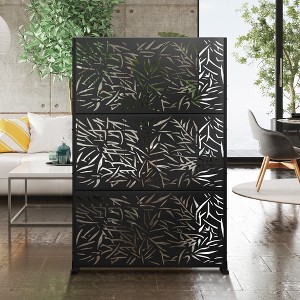 Dovelina 72"x47" Metal Privacy Screen 3 Panels Freestanding Partitions and Room Divider - 1 of 4