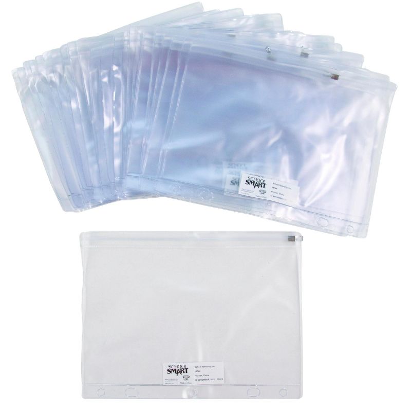School Smart Zipper Binder Pouches , 7 x 10 Inches, Clear and White, Pack of 24, 4 of 7