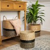 Northlight Woven Table and Floor Cylindrical Seagrass Baskets - Black and Beige - Set of 3 - image 2 of 4