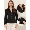 Allegra K Women's Elegant Workwear Satin Long Sleeves Turndown Collar Button Down Shirt - 2 of 4