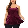 Agnes Orinda Women's Plus Size Velvet Adjustable Strap Peplum Sleeveless Camisoles - 2 of 4