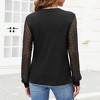 Womens Fall Casual Lace Long Sleeve Shirts Pleat Crew Neck Knitted Tops Business Fashion Outfits Clothes Blouses - 4 of 4