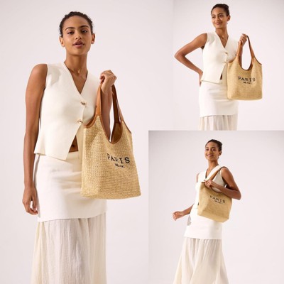 FATMOON Straw Tote Bags for Women, Summer Straw Purses and Handbags Shoulder Woven Raffia Beach Bag with Coin Purse
