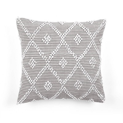 20"x20" Oversize Adelyn Family-Friendly Square Throw Pillow Cover Gray - Lush Décor