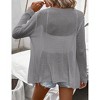 Lightweight Crochet Cardigan Sweater Rib Knit Open Front Sweater Coats - 3 of 4