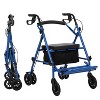 Elderly Walking Aid with Seats, 3-in-1 Walking Wheelchair Combination, with 8" Anti-slip Wheels, Reversible Backrest, and Detachable Footrest - 2 of 4