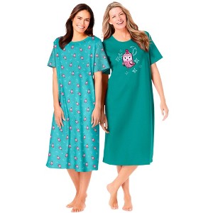 Dreams & Co. Plus Size 2-Pack Long Sleepshirts - 1 of 4