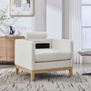 Lyngins Textured Boucle Accent Chair, Modern Farmhouse Square Armchair with Natural Wood Legs, Single Sofa Chair with 2 Pillows for Living Room - 4 of 4