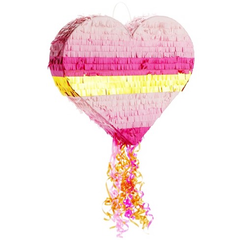 Sparkle And Bash Heart Pull String Pinata For Rainbow Birthday Party  Decorations, Baby Shower, Pink And Gold Ombre, Easy To Fill, Small, 16x13x3  In : Target