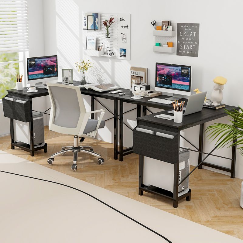 Tangkula L-Shaped Office Desk Modern Reversible Computer Desk with Storage Pocket & CPU Stand Corner Gaming Table with Sturdy Metal Frame, 3 of 10